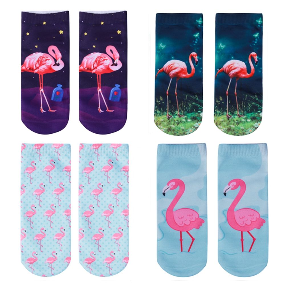 Short Women’s Socks with Pink Flamingo Print